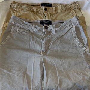 American Eagle Outfitters Extreme Flex Flat Front Shorts Tan and Gray 28 Bundle